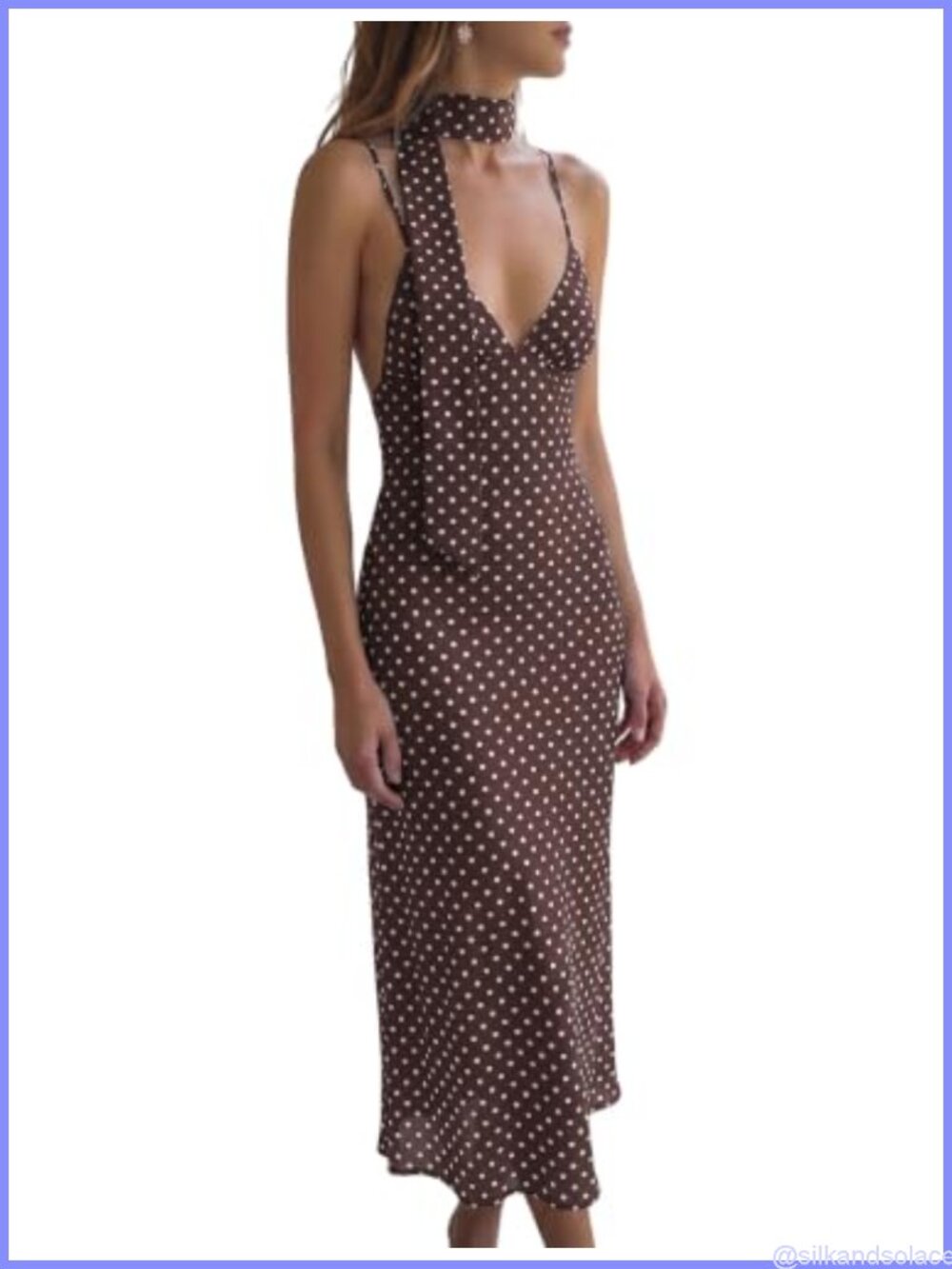 Polka Dot Maxi Dress Women V-Neck Backless Chiffon Summer Beach